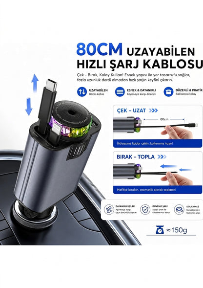 45W Hızlı Şarjlı Araç Şarj Cihazı ve Aroma Difüzörü